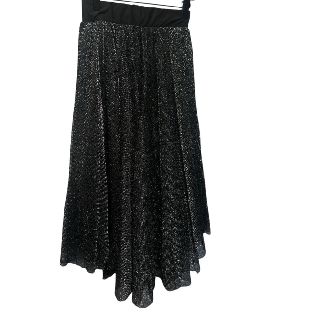 Vintage Y2K Handkerchief Hem Sheer Layered   Black Metallic Skirt Sparkle Med